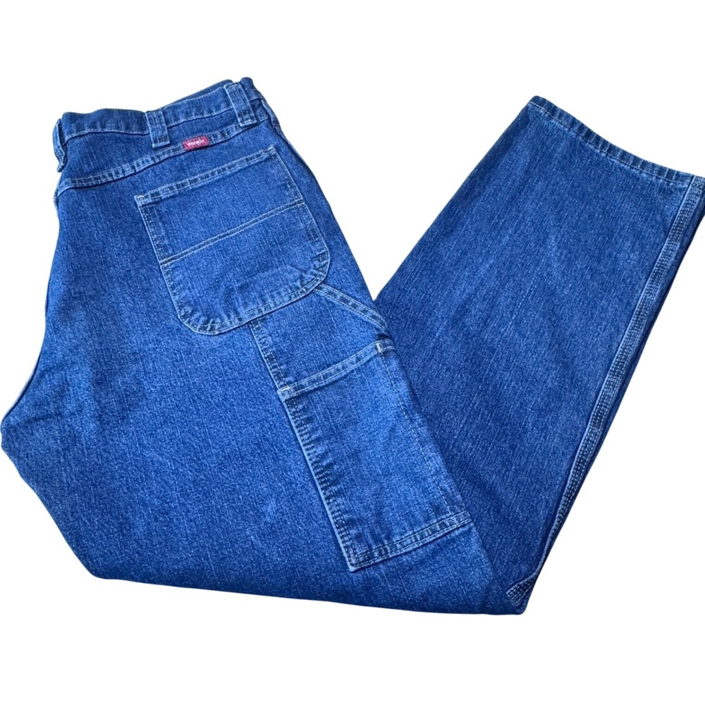 Wrangler Carpenter Jeans Mens 36x34 Denim Y2K Blue Workwear Utility